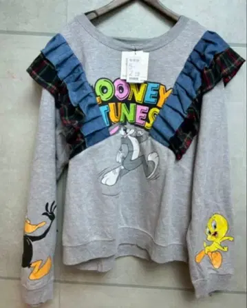 택 포함 새상품 RERE 리메이크 캐릭터 프릴 맨투맨 오버 사이즈