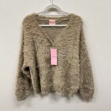 BEAMS DESIGN 여성용 가디건 베이지 M 인조 모피