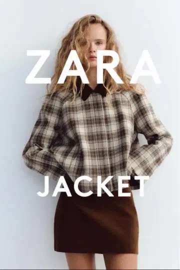 ZARA 체크 무늬 케이프 자켓