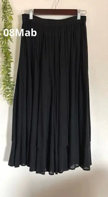 08Mab 08맵 코튼 면 100% 롱 스커트 블랙 검정