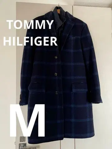 타미 힐피거 남성용 가을/겨울 새상품급 체크 체스터 코트