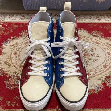 하이컷 스니커즈 빨간색 파랑 크림