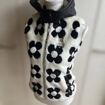 캘러웨이 플라워 퍼 베스트 여성용 S 사이즈 화이트x블랙