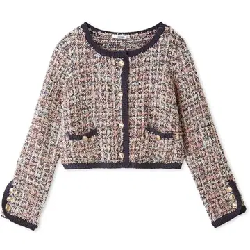 [ SNIDEL ] 라메 트위드 니트 가디건 핑크 프리 사이즈