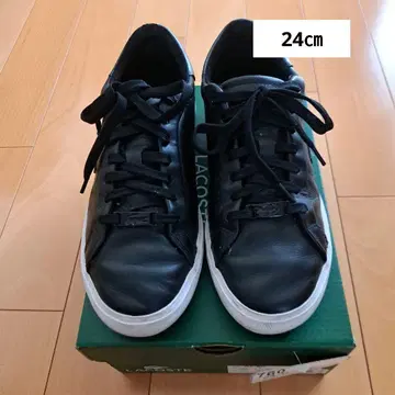 Lacoste 블랙 가죽 스니커즈