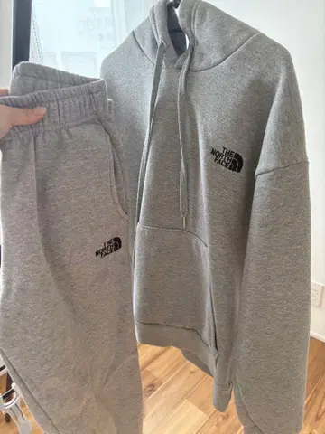 THE NORTH FACE 그레이 후디 스웨트 팬츠 세트