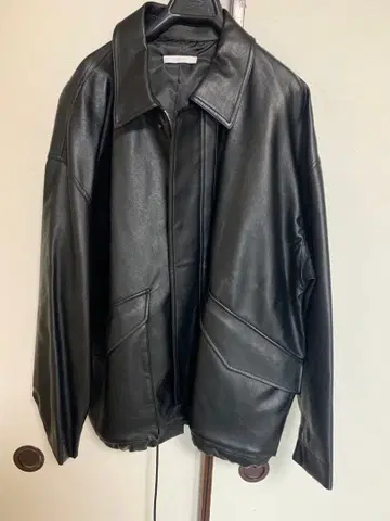 WYM 블랙 가죽 자켓 오버 사이즈