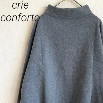 crie conforto 니트 스웨터 하이넥 숏 기장 심플