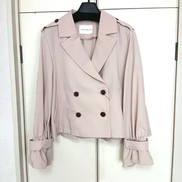 핑크 더블 브레스트 트렌치코트