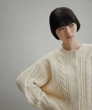 새상품급 아담 로페 케이블 니트 가디건