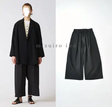 새상품 mizuiro ind 미즈이로 인드 하이웨스트 턱 와이드 팬츠