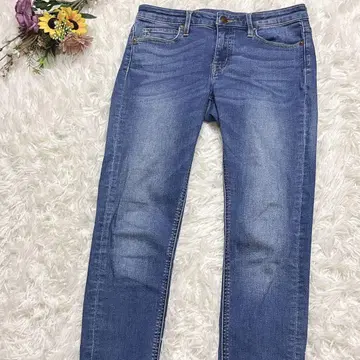 무인양품 24 [M] 스키니 팬츠 스트레치 청바지 신축성 데님 블루