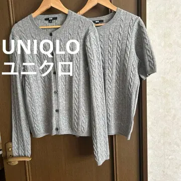 유니클로 크루넥 앙상블 니트 그레이