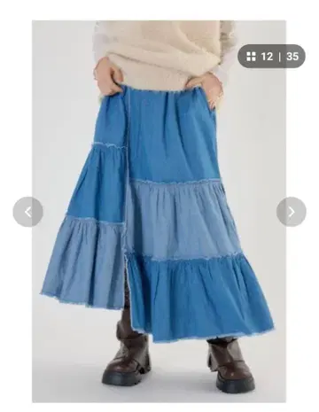 택 포함 미사용 새상품 데님 블루 캉캉 스커트 프리 사이즈