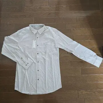 [ 미사용 새상품 ] LACOSTE 화이트 체크 무늬 긴팔 셔츠