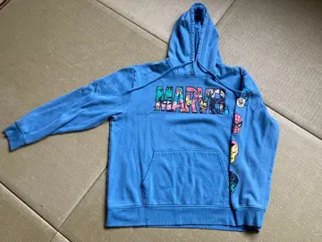 MARVEL 구제 의류 후드 부착 후드티 파랑