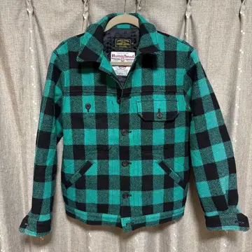 y110105 해리스 트위드 블루종 아우터 셔츠 체크 울