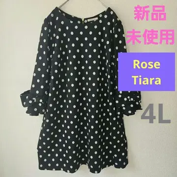 Rose Tiara 네이비 도트 무늬 원피스