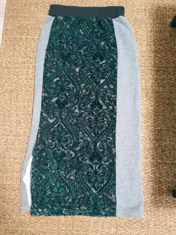 Ameri VINTAGE 타이트 스커트 자수 밴딩 green