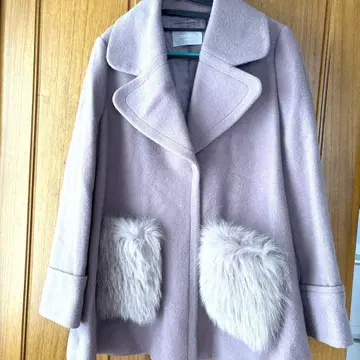 COCO DEAL 더스티 핑크 퍼 체스터 코트