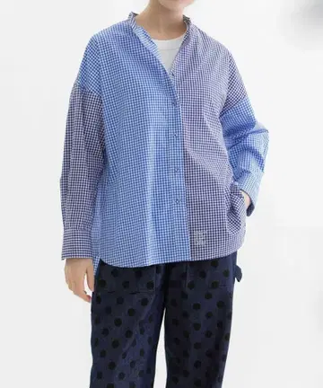 25AW 노프드노드 파랑과 화이트 깅엄 체크 긴팔 셔츠 완판