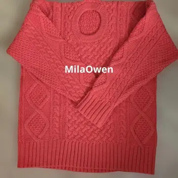 Mila Owen 오렌지 케이블 짜임 니트 스웨터