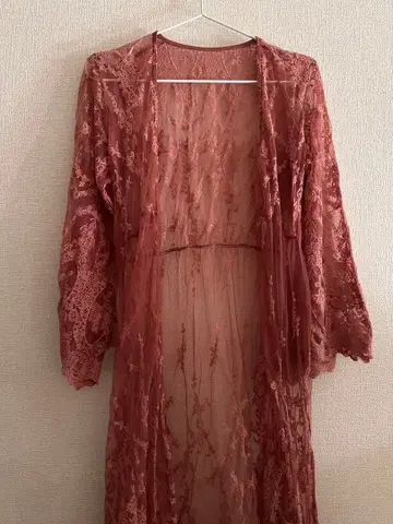 ENVY 핑크 레이스 롱 가디건