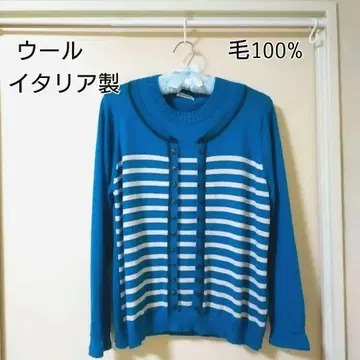 이탈리아제 울 모 100% 멋진 보더 니트 스웨터 상의