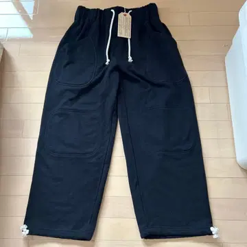 waiper US NAVY 1회 착용 더블니 스웨트 팬츠 블랙