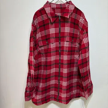 체크 셔츠 레드 체크 플란넬 셔츠 집업 빨간색 긴팔