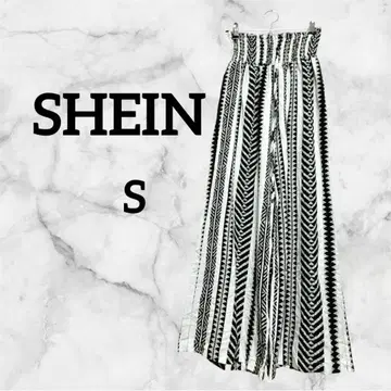 새상품급 SHEIN 여성용 와이드 팬츠 [ S ] 흑백 무늬 가우초 팬츠