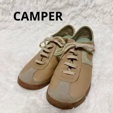 캠퍼 가죽 스니커즈 24.5cm 베이지, 그린