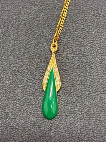 그린 스톤 골드 목걸이 빈티지 쇼와 레트로 액세서리