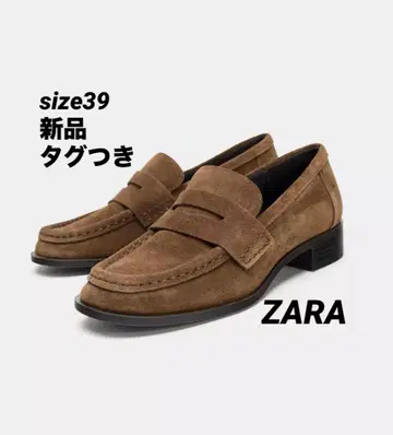 [ 완판템 ] ZARA 스플릿 스웨이드 페니 스트랩 로퍼 39 새상품