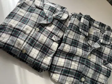 남성용 플란넬 체크 무늬 파자마 <M과 L 상하의 2벌 세트>