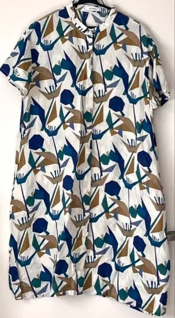 그라니프 반팔 셔츠 원피스 린넨