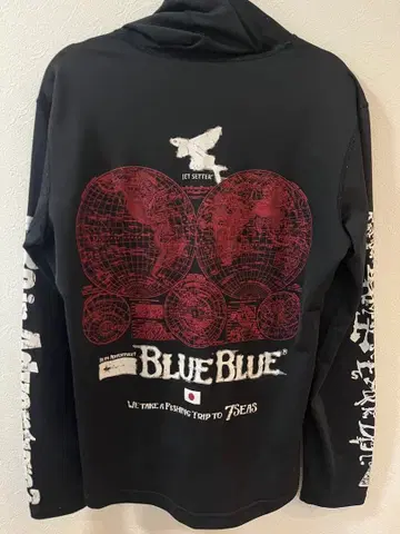 BLUE BLUE 지도 프린트 후드티 M