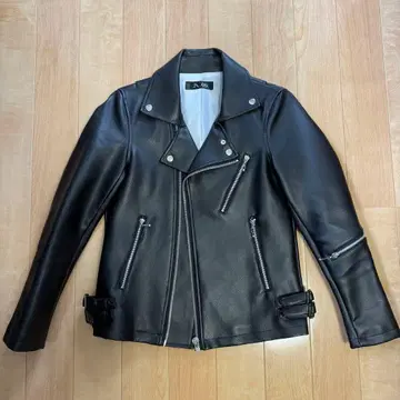 블랙 가죽 더블 라이더 자켓