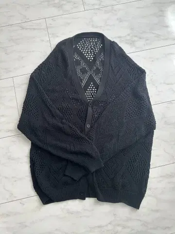 블랙 뜨개질 디자인 가디건 L