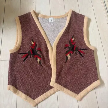 roku 6 자수 니트 베스트