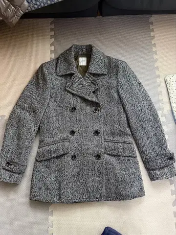 TAKEO KIKUCHI 그레이 더블 브레스트 피 코트