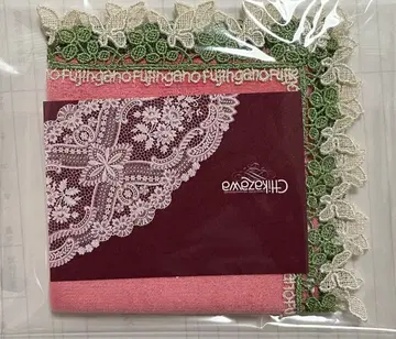 치카자와 레이스점 콜라보 부인화보 손수건 코랄 핑크 새상품 미개봉