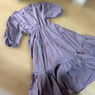 퍼플 셔츠 원피스 반팔 프릴 포함