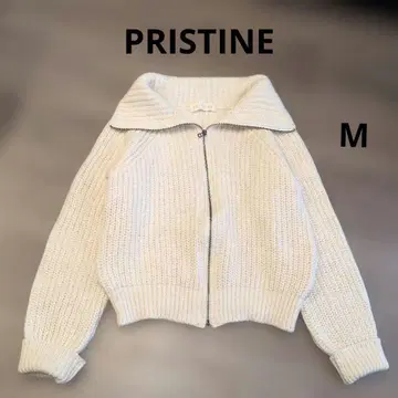 프리스틴 니트 블루종 오가닉 코튼 화이트 M