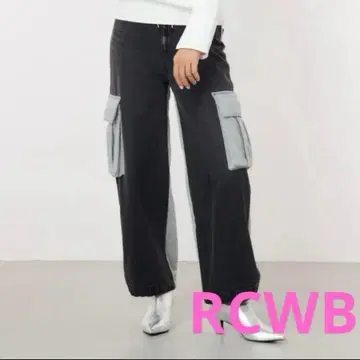 로데오 크라운 데님 콤비 카고 팬츠 블랙