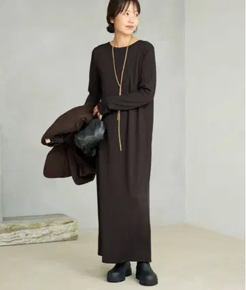 Rib 롱 슬리브 원피스