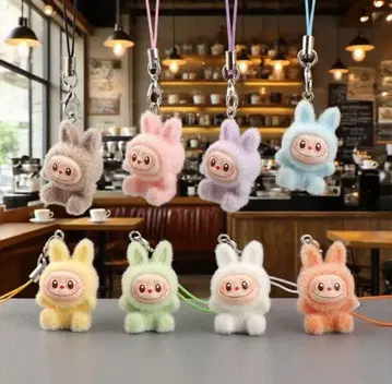 LABUBU 라부부 봉제 인형 키링 8개 세트 귀여운