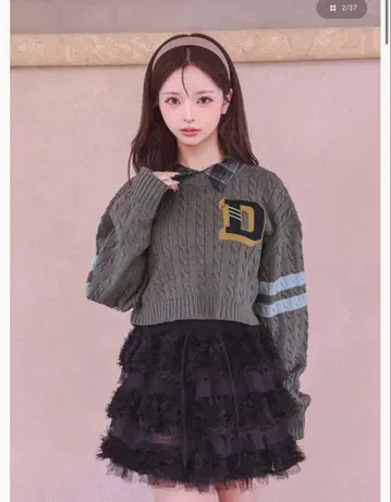 darich 칼리지 와펜 숏 니트탑