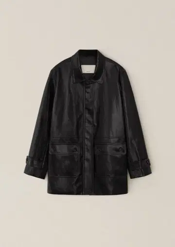 Leather Midi Coat Black