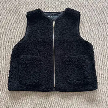 ZARA 퍼 베스트 블랙